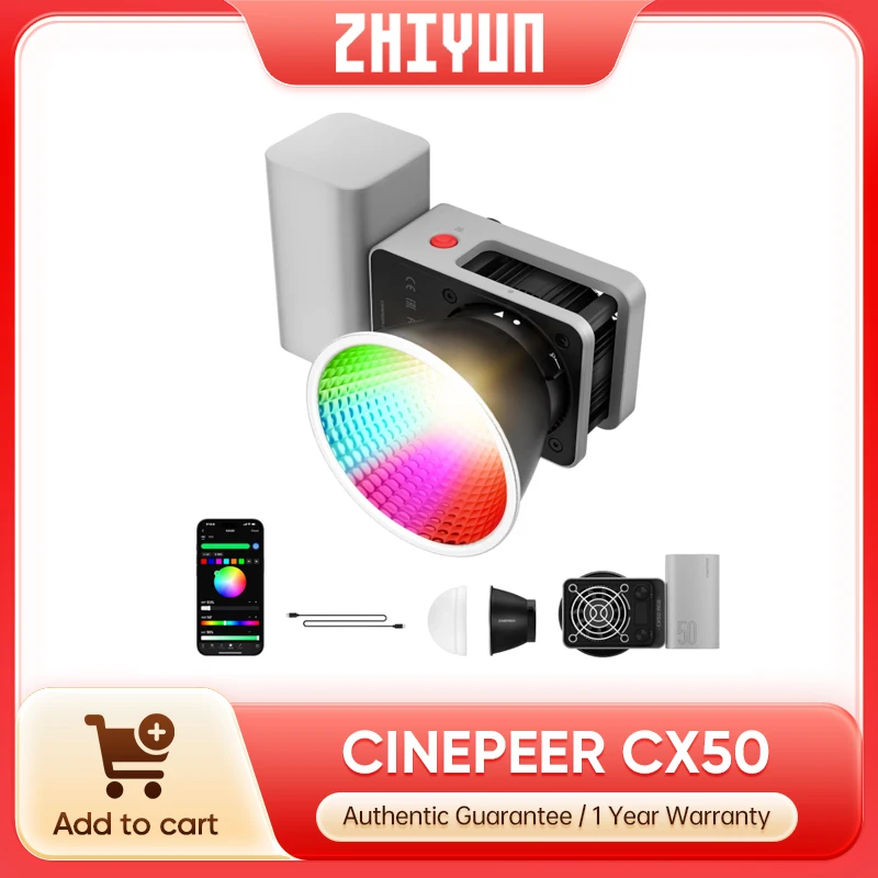 Photography Lighting Kit Portable - Zhiyun CINEPEER CX50 RGB Video Light