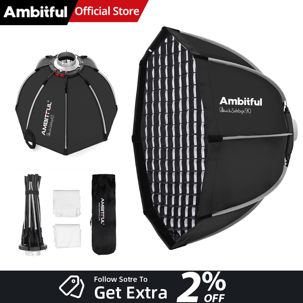 Photography Lighting Grid - AMBITFUL 90cm Quickly Release Octagon Softbox