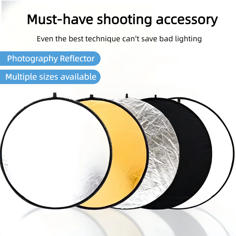 Photography Lighting Kit Portable - 2-in-1 Dual Sided Gold Silver Reflector