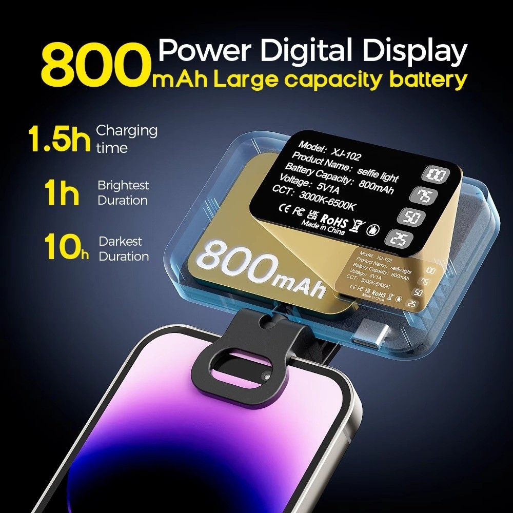 Photography Lighting Flash - 800/1000mAh LED Selfie Light 3 Modes