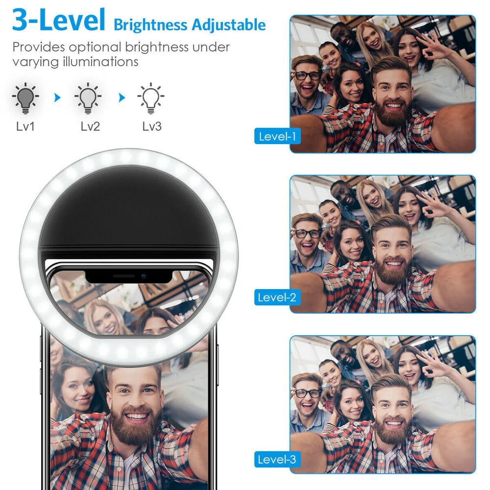 USB Rechargeable LED Selfie Ri - Photography Lightning recension och pris