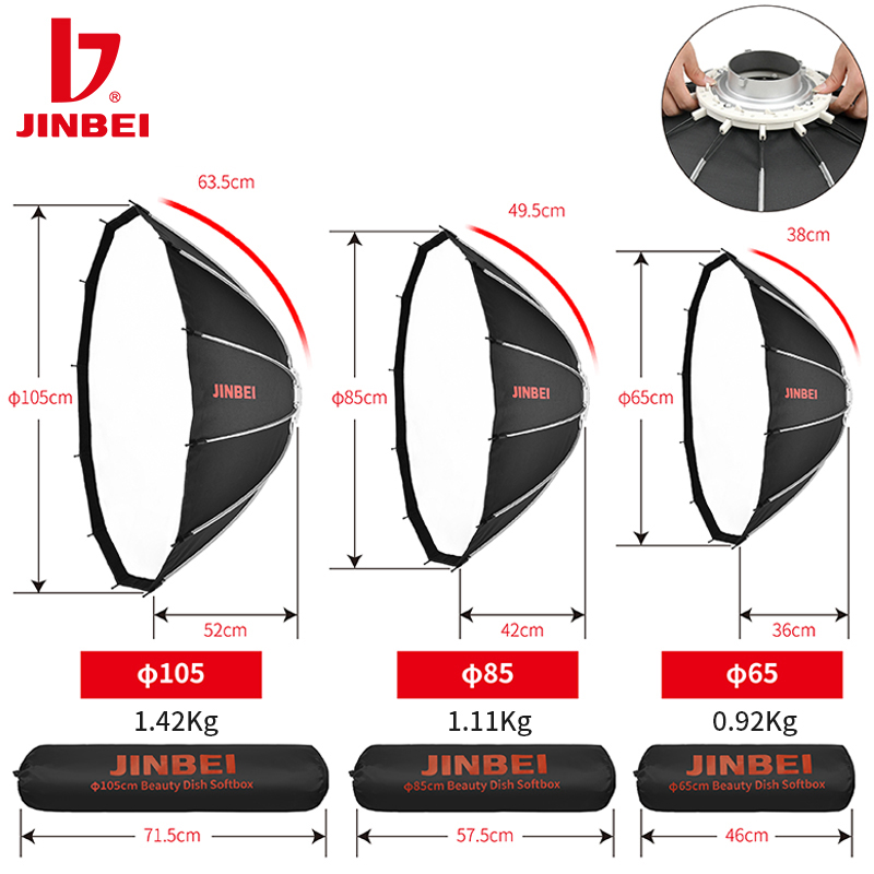 JINBEI 65  Quick Open Paraboli - Photography Lighting recension och pris