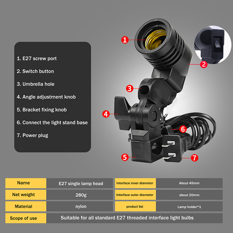 E27 AC Socket Lamp Single Head - Photography Lightning recension och pris